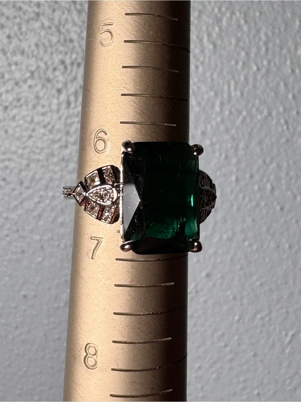 Emerald Green Statement Ring - Size 6.5